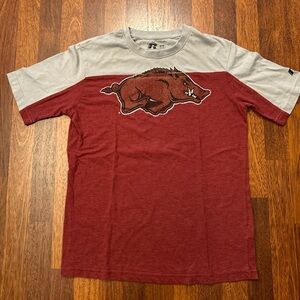 Arkansas Razorbacks Colorblock Russell Retro Graphic Tshirt Size M